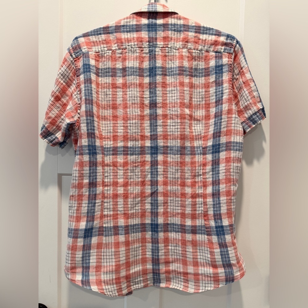S.T. Dupont Vintage Men’s Classic Red and Blue Plaid Button Down Shirt - Picture 6 of 6